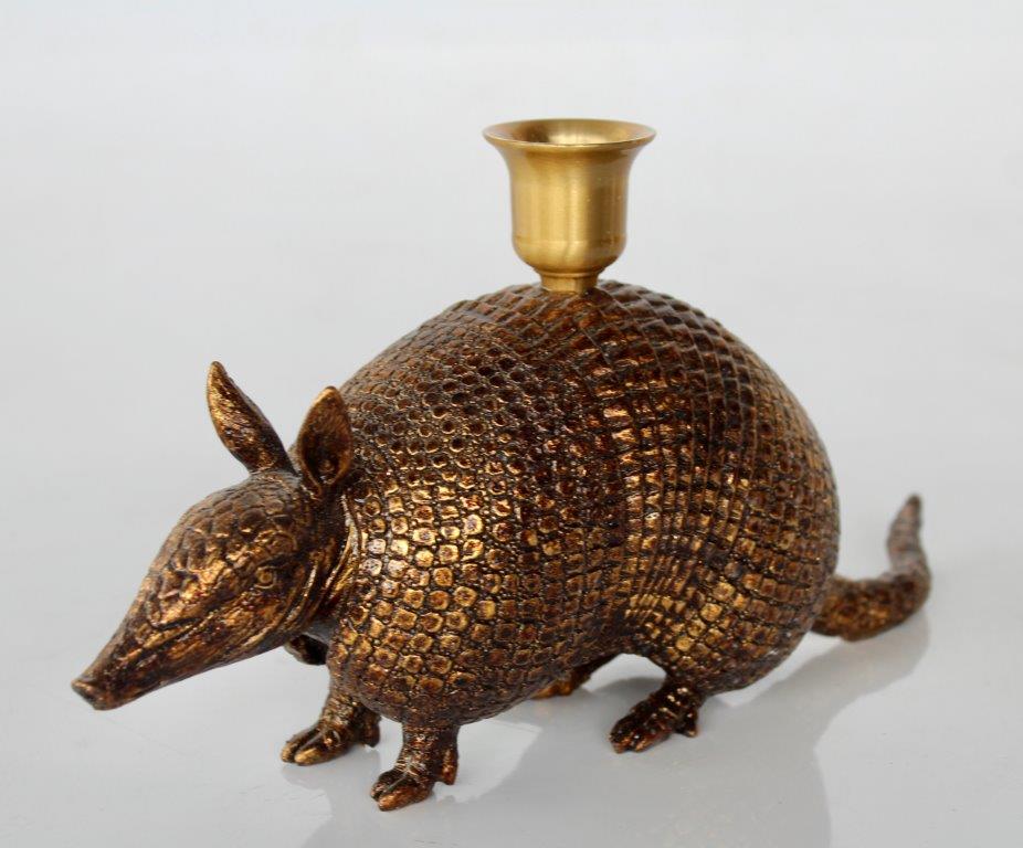 Gold Armadillo Candle Holder